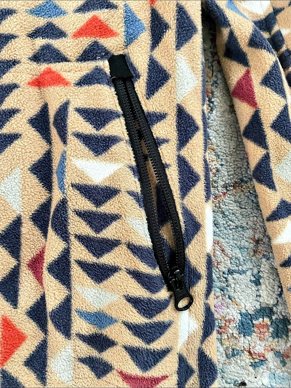KAVU Cavanaugh Fleece Pullover Tan & Blue Size XS - Picture 4 of 7